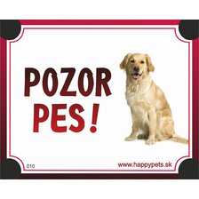 Tabuľka Pozor Pes - zlatý retriever svetlý